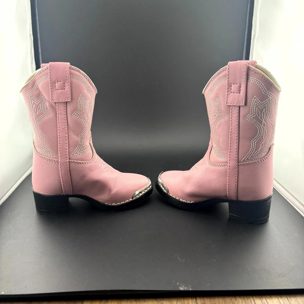 Durango BT758 Western Boots Kids US 5.5D Pink Embroidered Rubber Sole Bootie